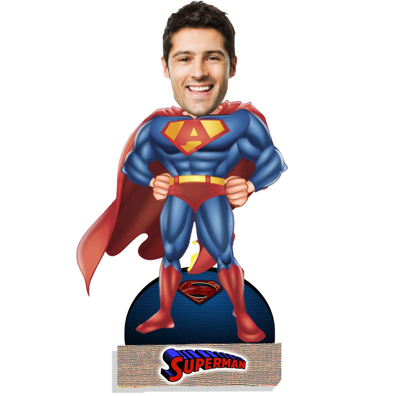 Customized "Superhero " Caricature Cutout with Wooden Base - HEARTSLY