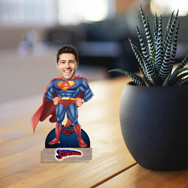 Customized "Superhero " Caricature Cutout with Wooden Base - HEARTSLY