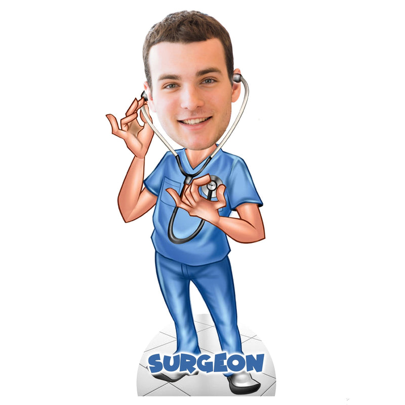 Customized " SURGEON " Caricature Cutout with Wooden Base - HEARTSLY
