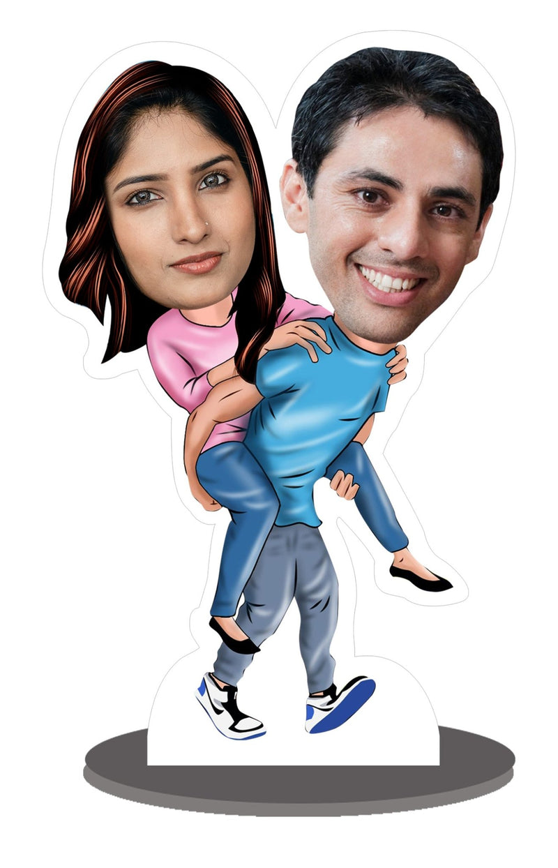 Customized " Sweet couple " caricature cutout with wooden stand - HEARTSLY