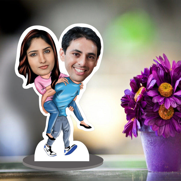 Customized " Sweet couple " caricature cutout with wooden stand - HEARTSLY