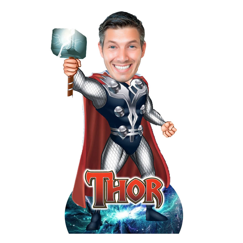 Customized " THOR " Caricature Cutout with Wooden Base - HEARTSLY