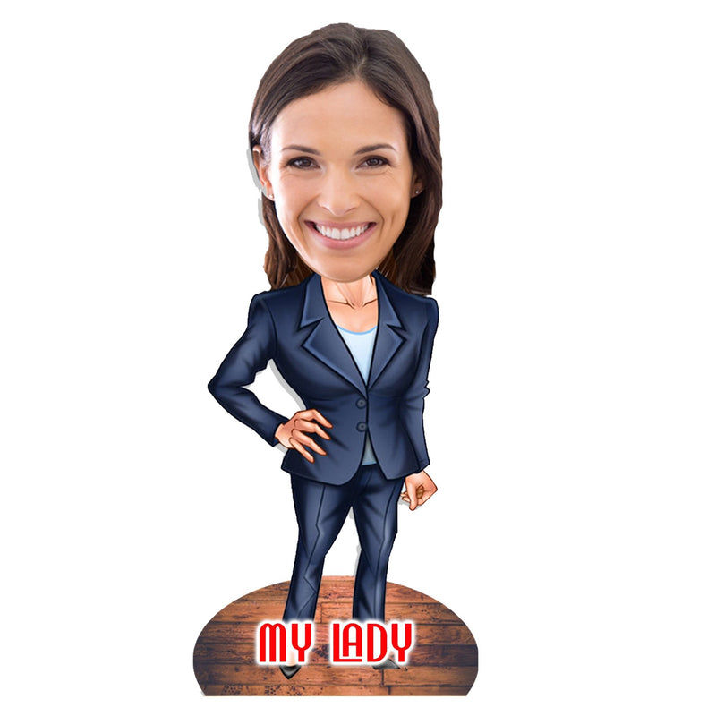 Customized "Work and profession my Lady" caricature Cutout with Wooden Base - HEARTSLY