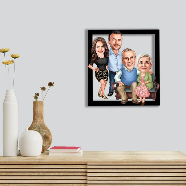 "High-Quality Acrylic Caricature of Family Love"