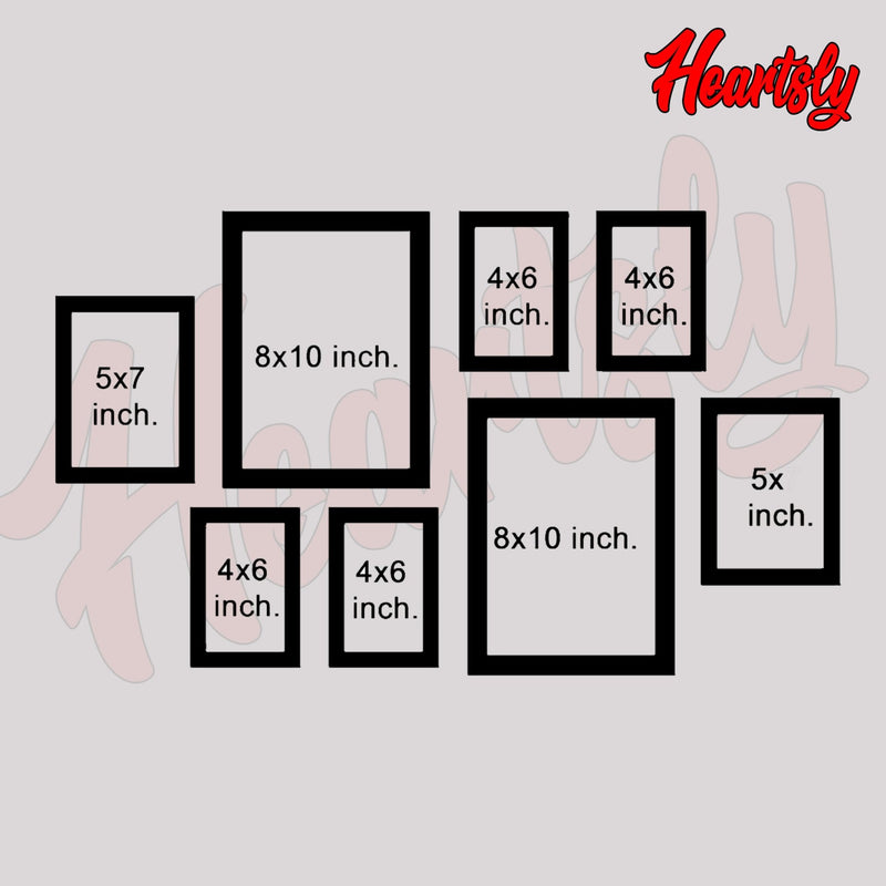 High Quality Photo Frame Wall Hanging Set of Eight || 4"W x 6"H (4 Panel) | 5" W x 7" H (2 Panel) | 8" W x 10" H (2 Panel) - HEARTSLY