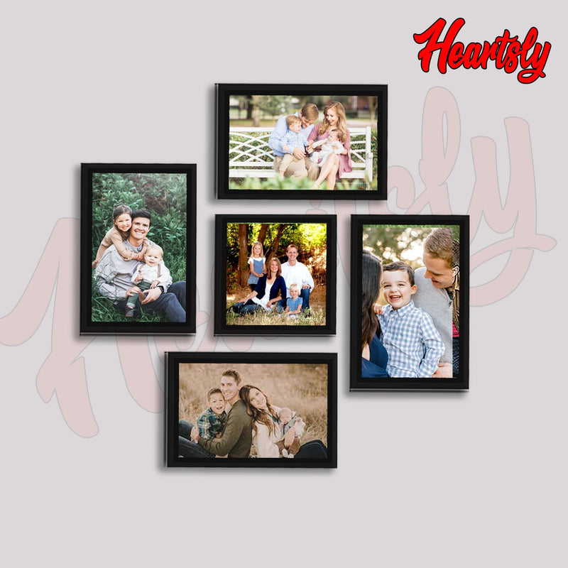 High Quality Photo Frame Wall Hanging Set of Five || 5" W x 5" H (1 Panel) | 8"W x 6"H (2 Panel) | 6" W x 8" H (2 Panel) - HEARTSLY