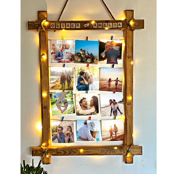 "Light up moments with LED Wood Photo Frame!" with Name
