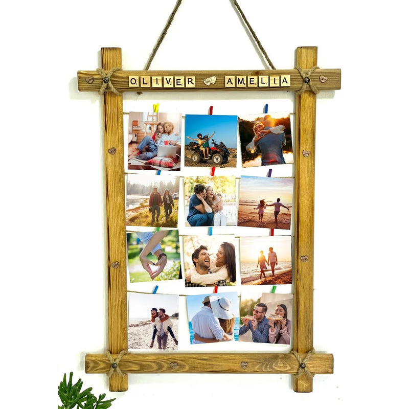 "Light up moments with LED Wood Photo Frame!" with Name