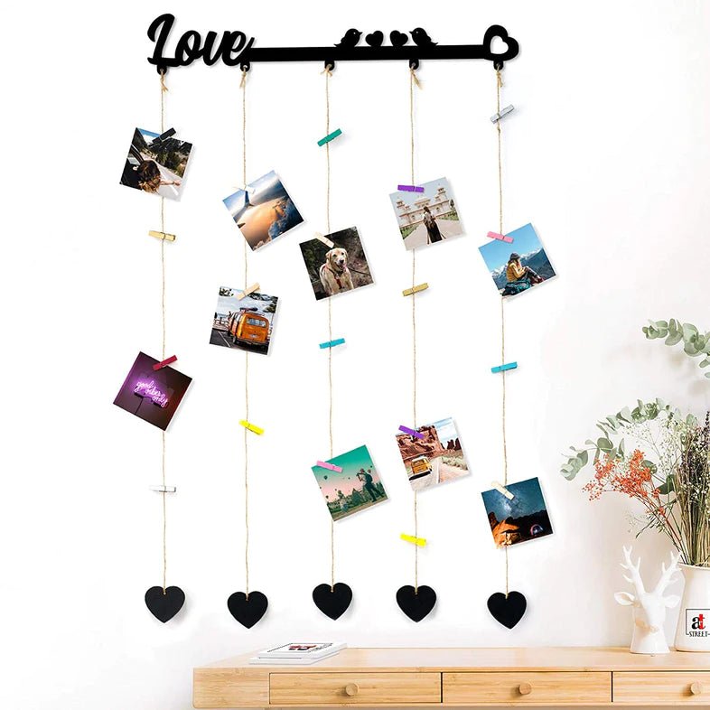 "Illuminate Your Affection: 'Love Birds' LED Wooden Hanging Frame"