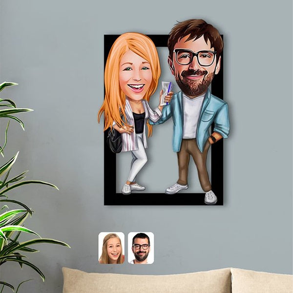 "Lovely Acrylic Caricature of Couples"