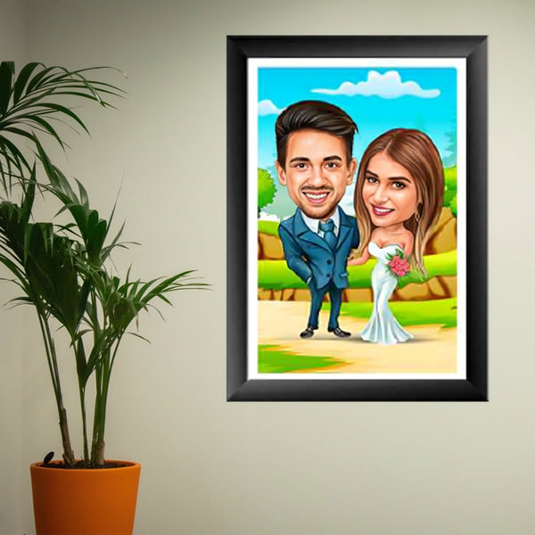 "Lovely Personalized Pair Caricature Frames!" Glossy Resin laminated Panel