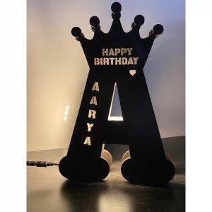 MDF Signs with Name & Crown , Personalized Name Letter Sign Décor, Kids Signs Room, Kids Birthday Gift, Kids Lamp, Bedroom Decor - HEARTSLY