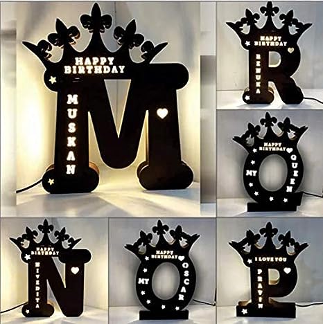 MDF Signs with Name & Crown , Personalized Name Letter Sign Décor, Kids Signs Room, Kids Birthday Gift, Kids Lamp, Bedroom Decor - HEARTSLY