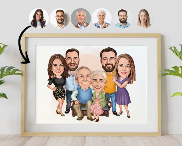 "Personalized Caricature - Framed & Fabulous!" Glossy Resin laminated  panel