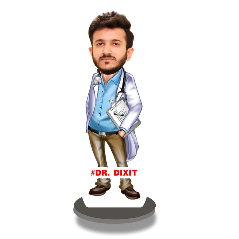 Personalized " DOCTOR CARICATURE " with wooden stand - HEARTSLY