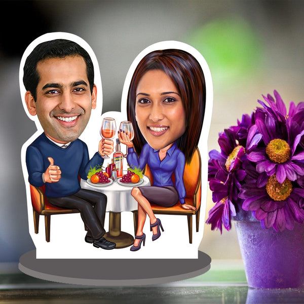 Personalized "Happy Couple | Birthday Anniversary " Caricature wooden cutout Gift for Couples - HEARTSLY