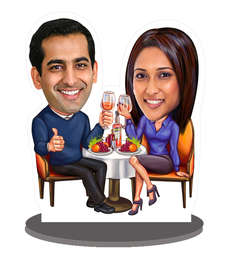 Personalized "Happy Couple | Birthday Anniversary " Caricature wooden cutout Gift for Couples - HEARTSLY
