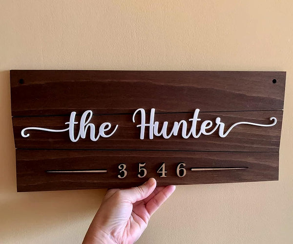 Personalized Modern Name Plates for Home Entrance | Customized Acrylic Letters on Wooden Board for House Office Flat Door Decoration - HEARTSLY