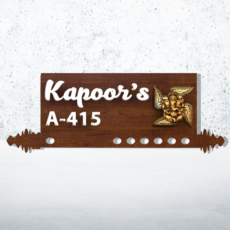 Personalized Name Plate- Decorated Designer Acrylic Letters, Placed on a Wooden Plaque || Home Entrance Door Décor || 12x6 Inch || Custom Name and Initials || - HEARTSLY