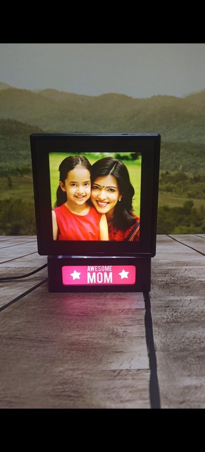 Personalized Rotating 4"x4" Lamp With LED Base - 5 Pics - HEARTSLY