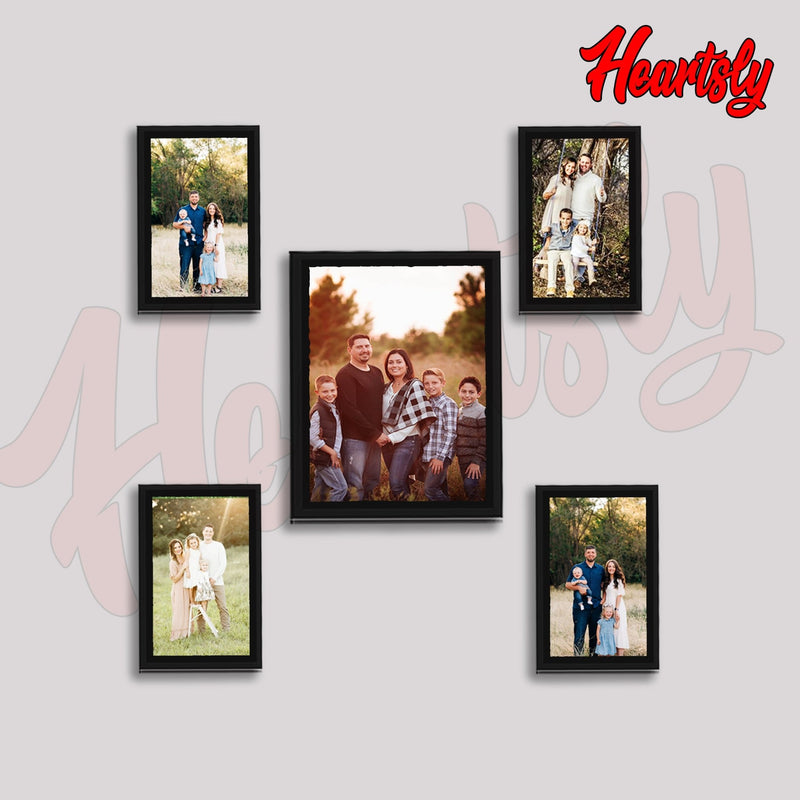 Premium Quality Photo Frame Collage Set of Five || 10"W x 12"H(1 Panel) | 5"W x 7"H (4 Panel) - HEARTSLY