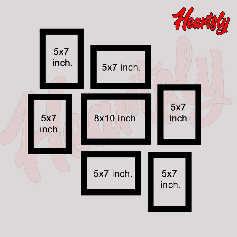 Premium Wall Hanging Photo Frame Set of Seven || 5"W x 7"H (6 Panel) | 8"W x 10"H (1 Panel) - HEARTSLY