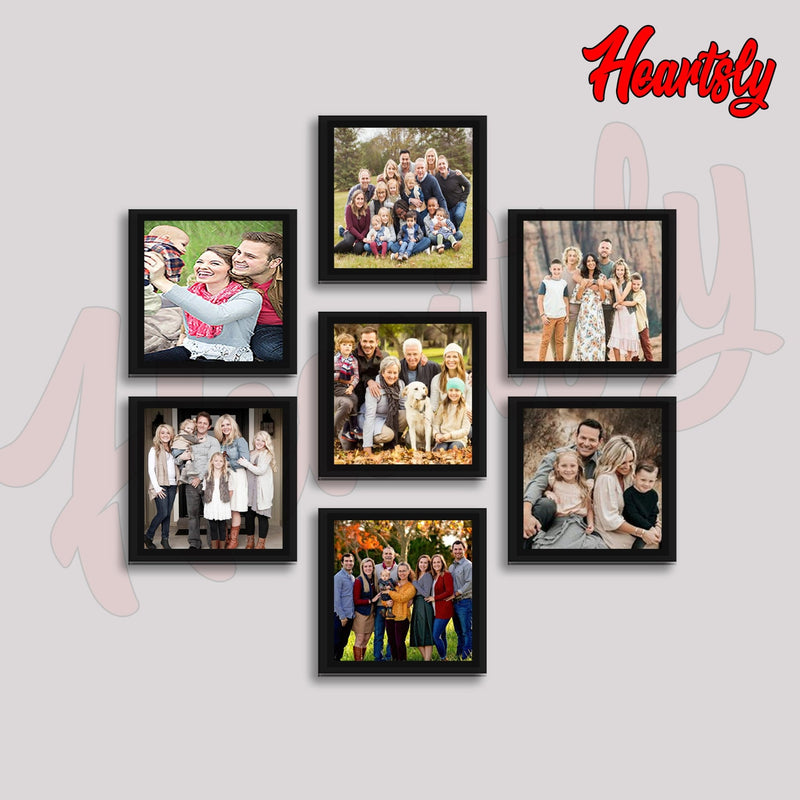 Premium Wall Hanging Square Photo Frame Set of Seven || 5"W x 5"H (7 Panel) - HEARTSLY