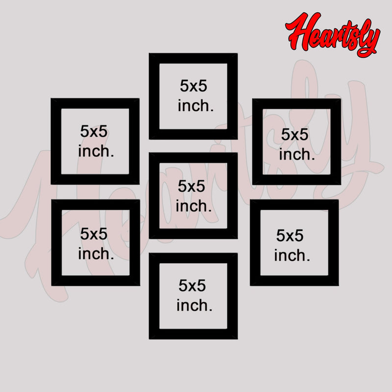 Premium Wall Hanging Square Photo Frame Set of Seven || 5"W x 5"H (7 Panel) - HEARTSLY
