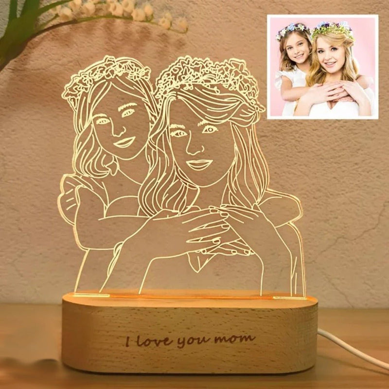 "Unique Personalized Line Art Acrylic LED Lamp" - HEARTSLY
