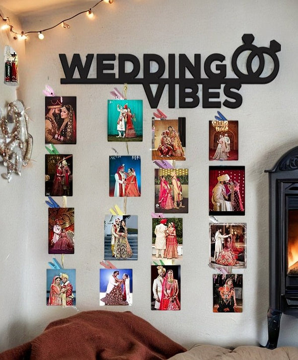 " Wedding Vibes" wooden hanging frame with LED